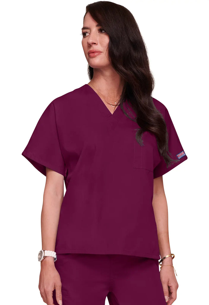 Cherokee Scrubs Unisex V-Neck Tunic Wine | scrub-supply.com