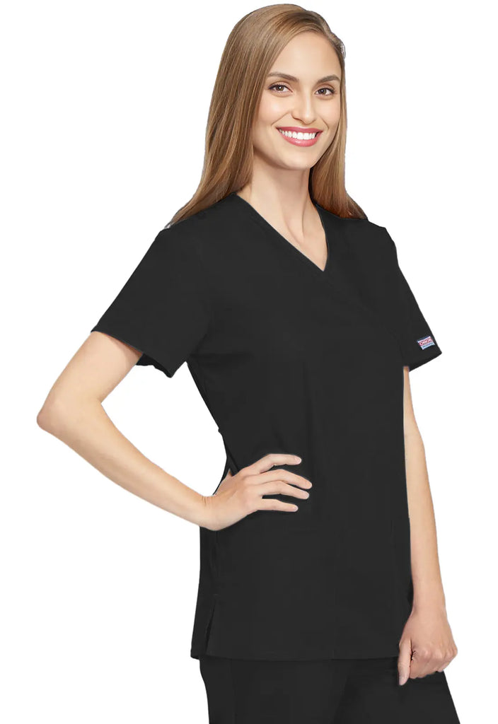 Cherokee Scrubs Women's Mock Wrap Tunic Black | scrub-supply.com