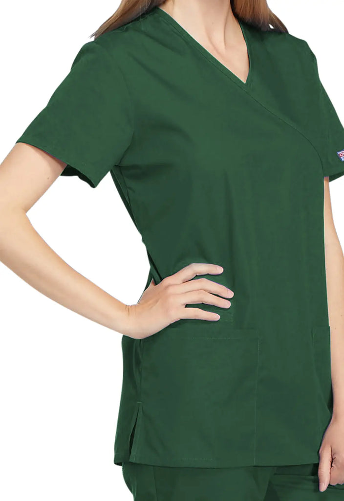 Cherokee Scrubs Mock Wrap Tunic Hunter Green | scrub-supply.com