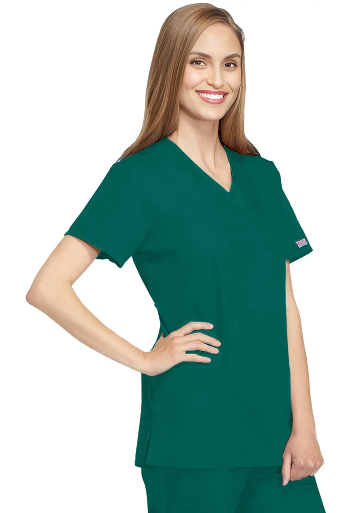 Cherokee Scrubs Women's Mock Wrap Tunic Hunter Green | scrub-supply.com