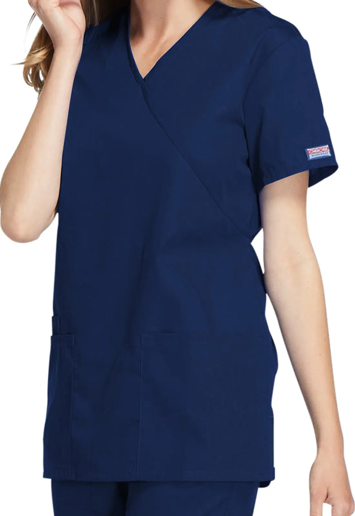 Cherokee Scrubs Women's Mock Wrap Tunic Navy | scrub-supply.com