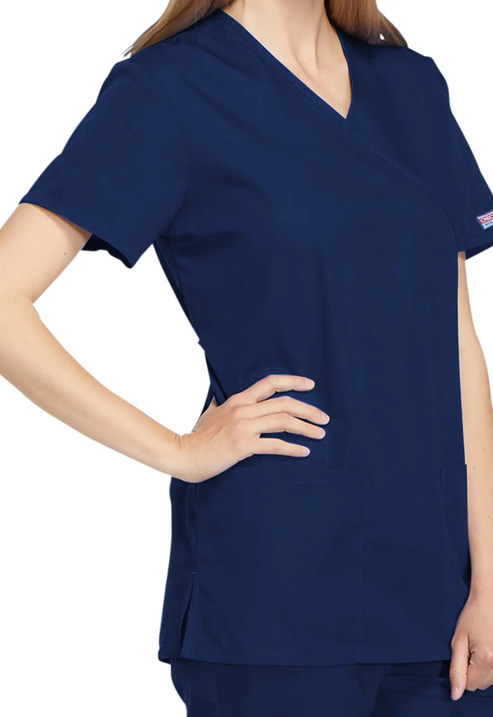 Cherokee Scrubs Mock Wrap Tunic Navy | scrub-supply.com