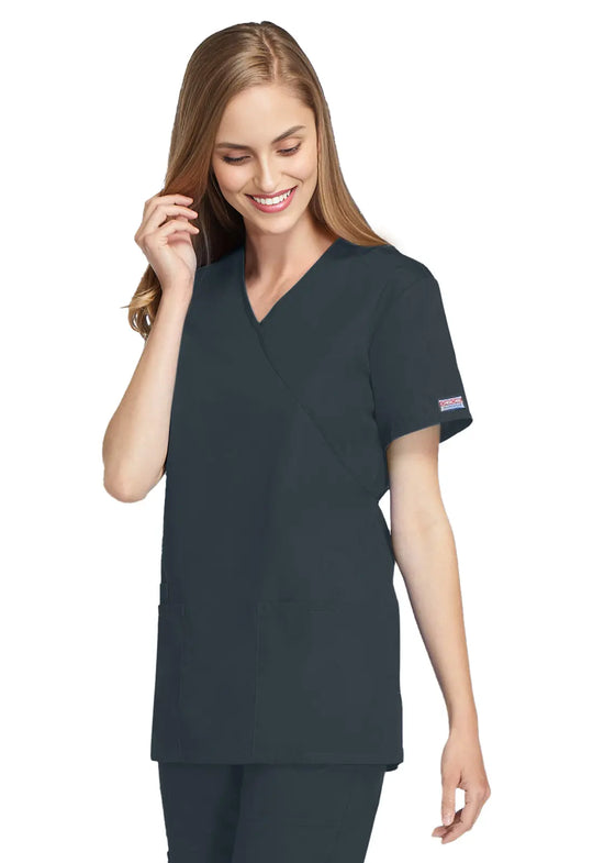 Cherokee Scrubs Women's Mock Wrap Tunic Pewter | scrub-supply.com