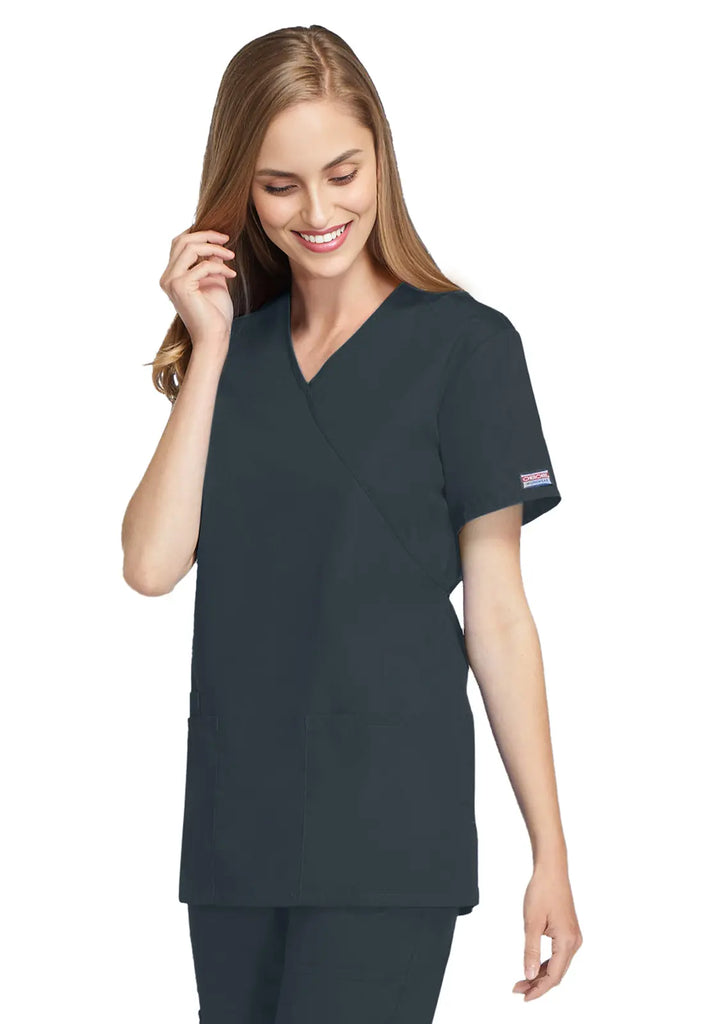 Cherokee Scrubs Women's Mock Wrap Tunic Pewter | scrub-supply.com