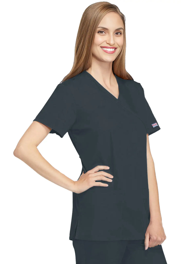 Cherokee Scrubs Women's Mock Wrap Tunic Pewter | scrub-supply.com