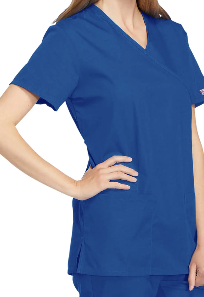 Cherokee Scrubs Mock Wrap Tunic Royal Blue | scrub-supply.com