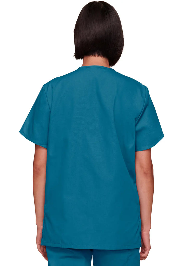 Cherokee Scrubs Unisex 3-pocket V-Neck Top Caribbean Blue | scrub-supply.com