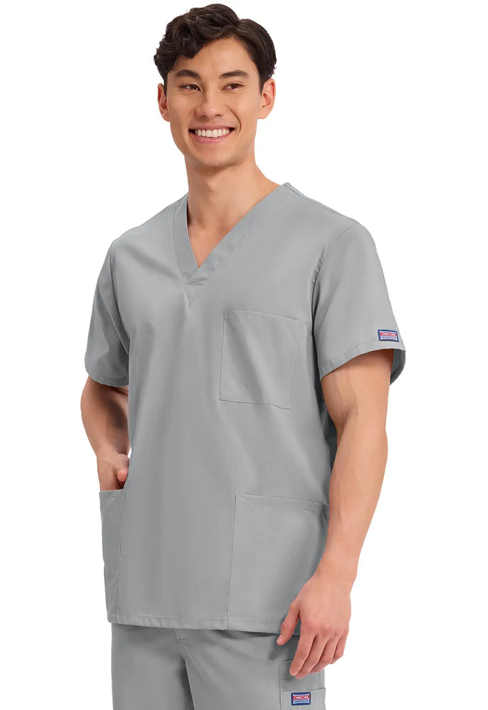 Cherokee Scrubs Unisex 3-pocket V-Neck Top Grey | scrub-supply.com