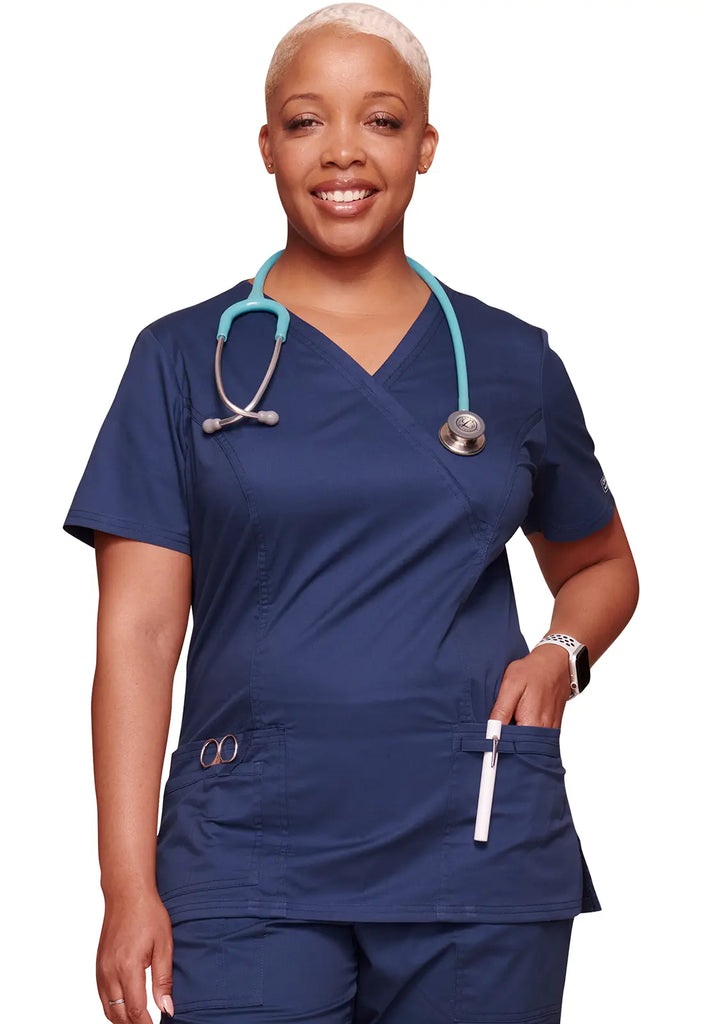 Cherokee Scrubs 3-pocket Unisex V-Neck Top Navy | scrub-supply.com