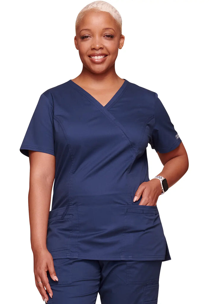 Cherokee Scrubs 3-pocket Unisex V-Neck Top Navy | scrub-supply.com