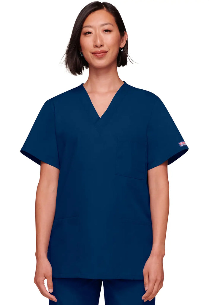 Cherokee Scrubs Unisex 3-pocket V-Neck Top Navy | scrub-supply.com