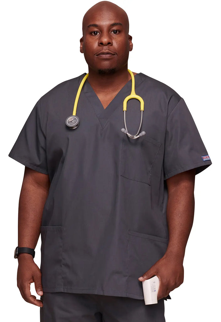 Cherokee Scrubs 3-pocket Unisex V-Neck Top Pewter | scrub-supply.com