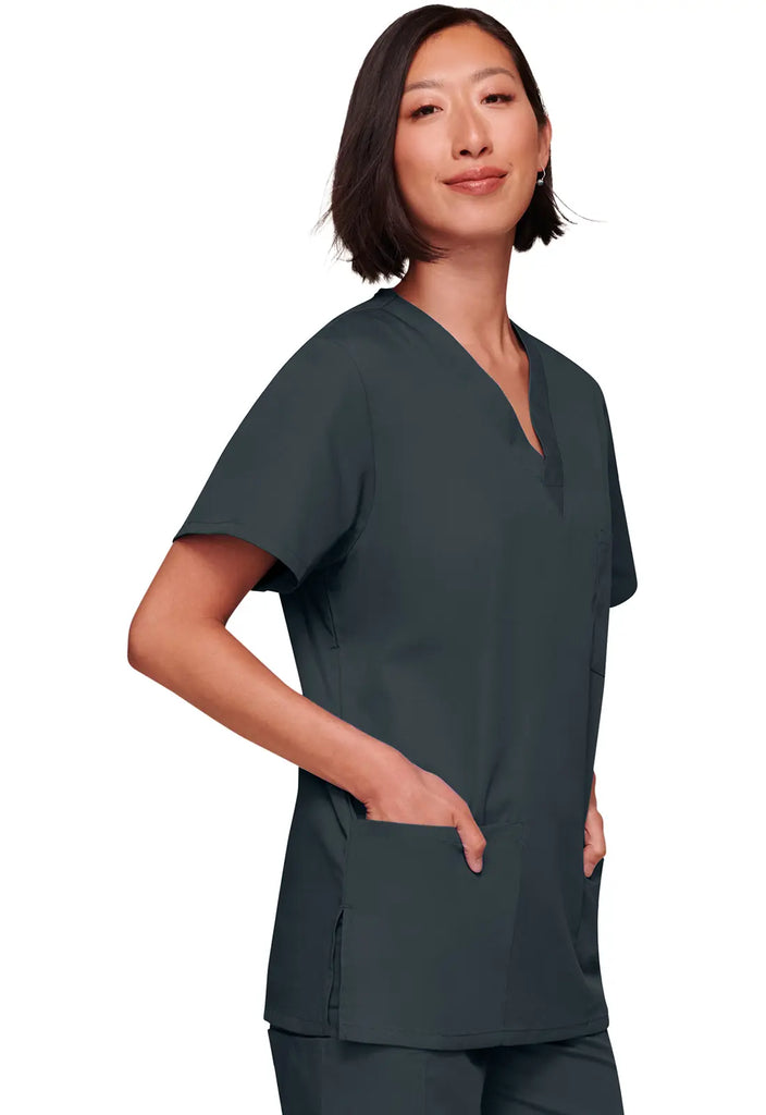 Cherokee Scrubs Unisex 3-pocket V-Neck Top Pewter | scrub-supply.com