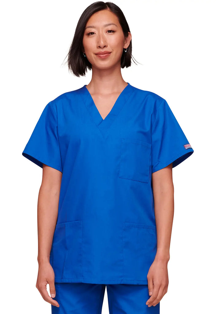 Cherokee Scrubs 3-pocket Unisex V-Neck Top Royal Blue | scrub-supply.com