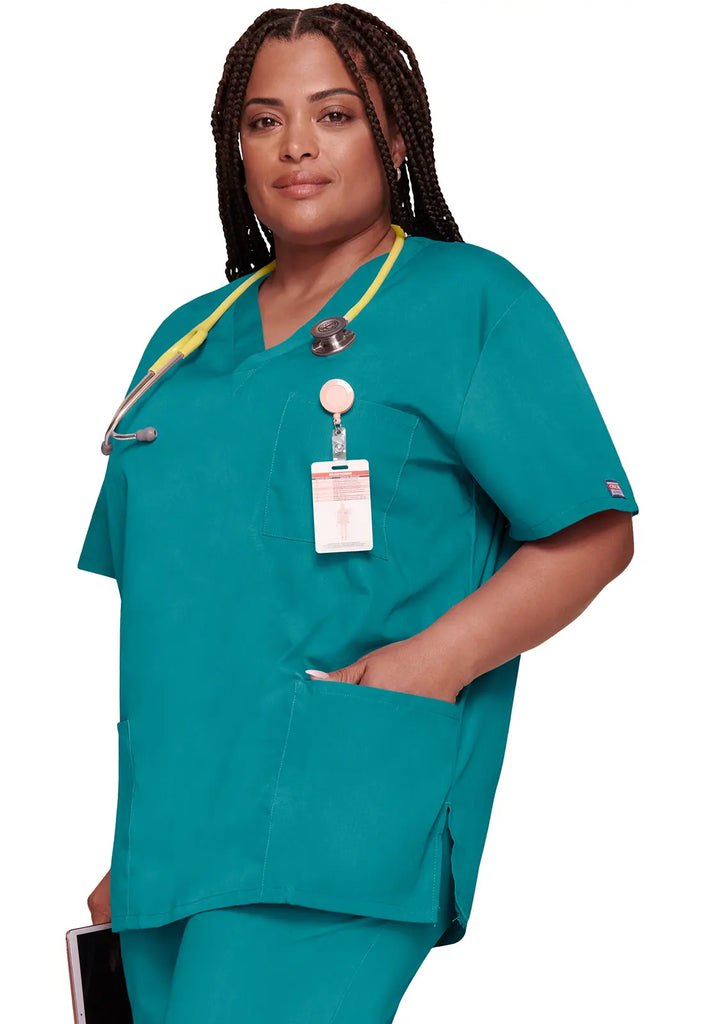 Cherokee Scrubs 3-pocket Unisex V-Neck Top Teal | scrub-supply.com