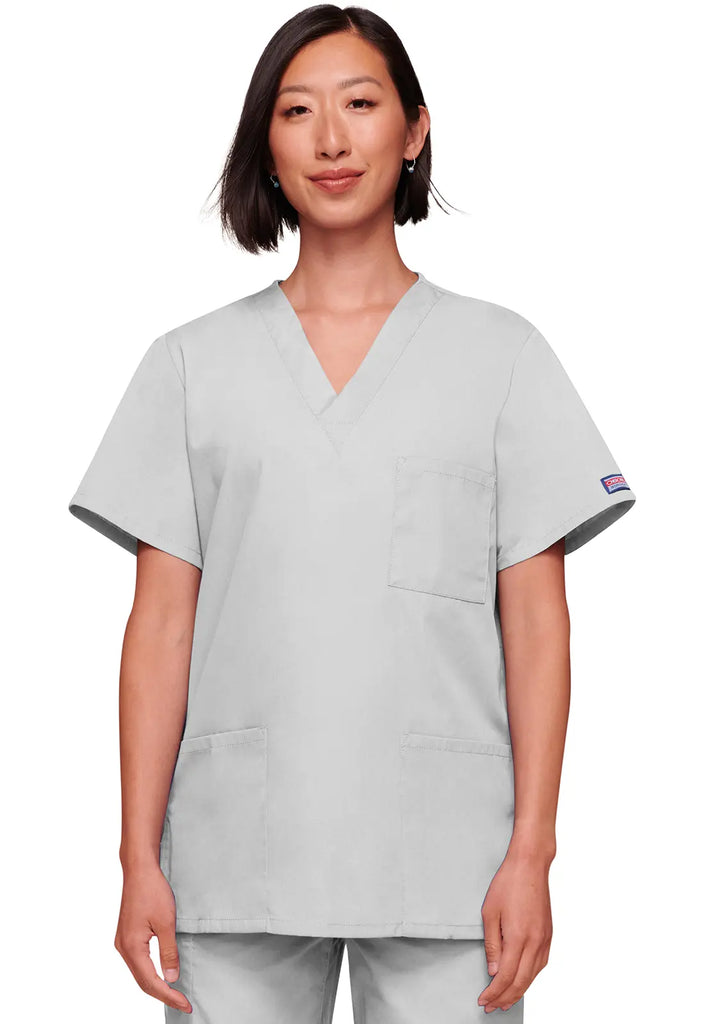 Cherokee Scrubs Unisex 3-pocket V-Neck Top White | scrub-supply.com