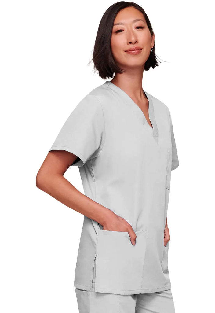 Cherokee Scrubs Unisex 3-pocket V-Neck Top White | scrub-supply.com