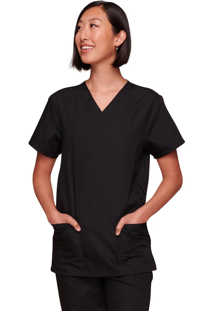 Cherokee Scrubs Unisex Top and Pant Set Black | scrub-supply.com