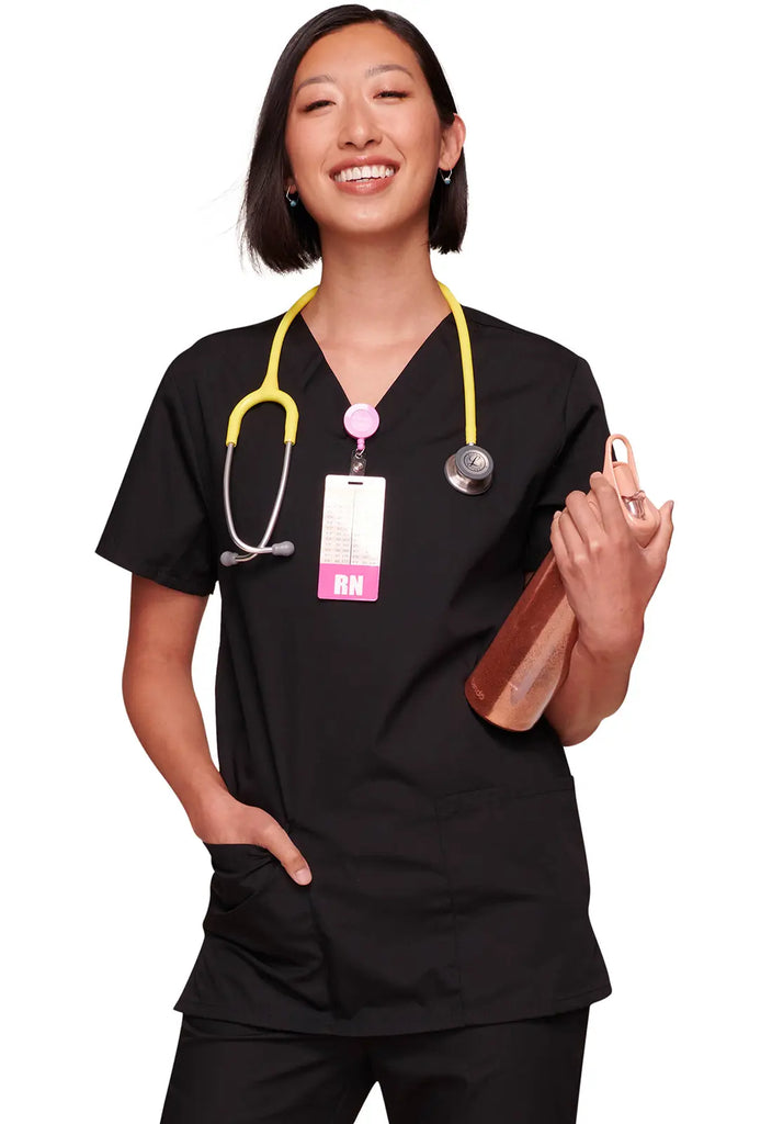 Cherokee Scrubs Unisex Top and Pant Set Black | scrub-supply.com