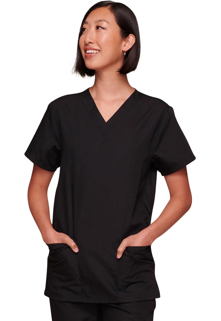 Cherokee Scrubs Unisex Top and Pant Set Black | scrub-supply.com