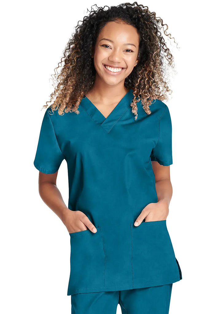 Cherokee Scrubs Unisex Top and Pant Set Caribbean Blue | scrub-supply.com