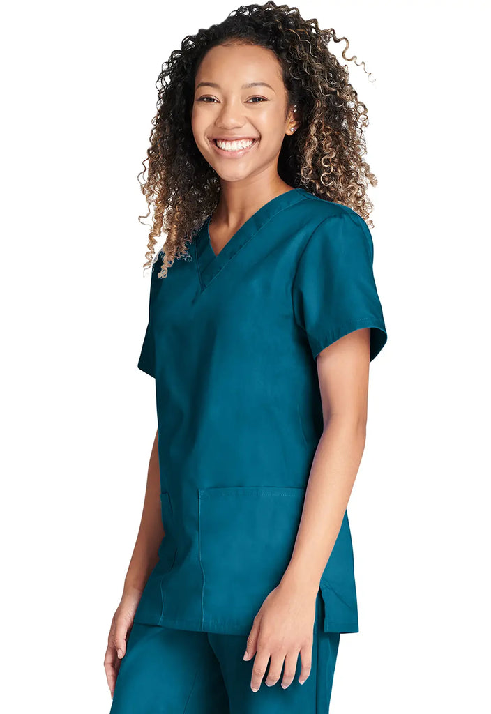 Cherokee Scrubs Unisex Top and Pant Set Caribbean Blue | scrub-supply.com