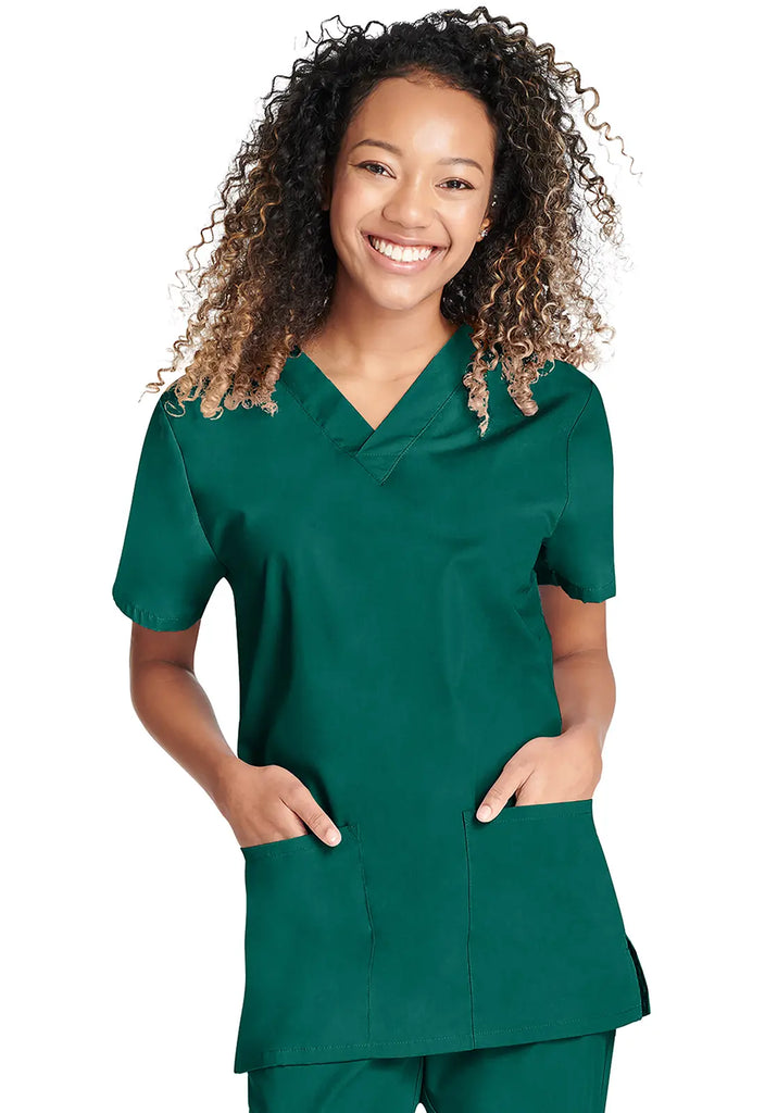 Cherokee Scrubs Unisex Top and Pant Set Hunter Green | scrub-supply.com