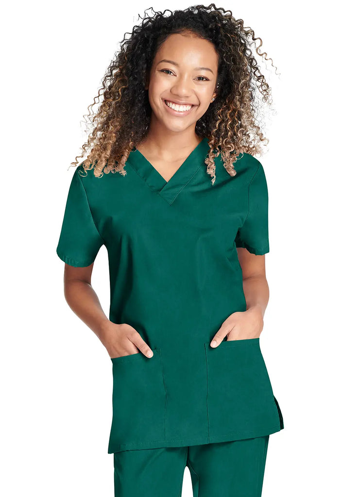 Cherokee Scrubs Unisex Top and Pant Set Hunter Green | scrub-supply.com