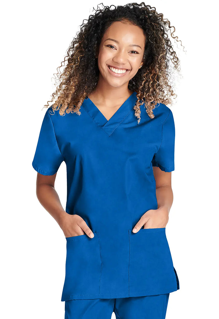 Cherokee Scrubs Unisex Top and Pant Set Royal Blue | scrub-supply.com