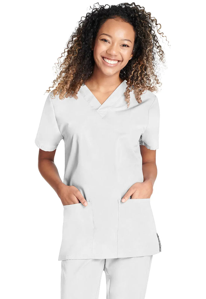 Cherokee Scrubs Unisex Top and Pant Set White | scrub-supply.com