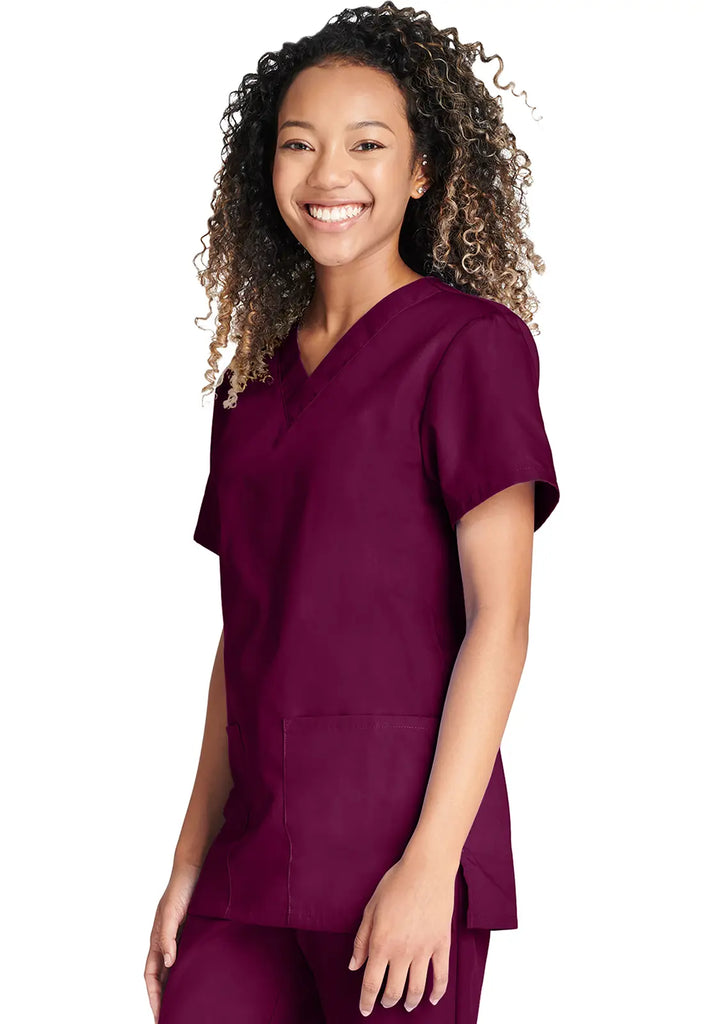 Cherokee Scrubs Unisex Top and Pant Set Wine | scrub-supply.com