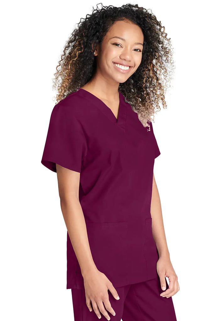 Cherokee Scrubs Unisex Top and Pant Set Wine | scrub-supply.com