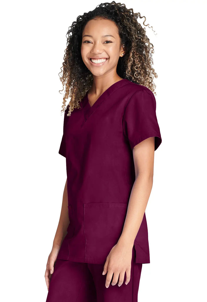 Cherokee Scrubs Unisex Top and Pant Set Wine | scrub-supply.com