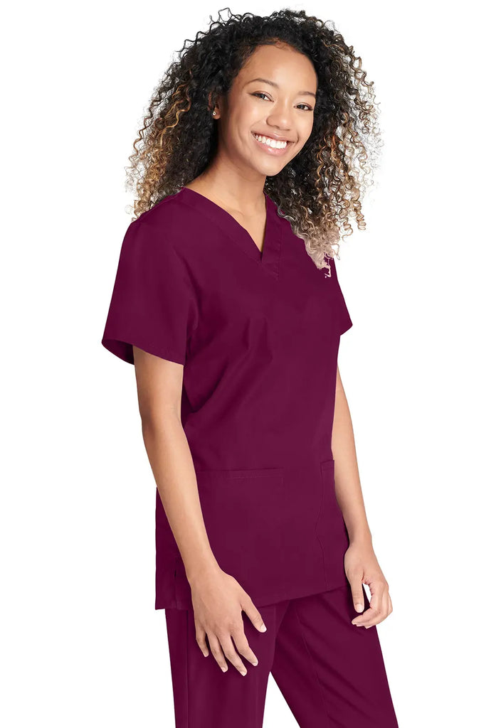 Cherokee Scrubs Unisex Top and Pant Set Wine | scrub-supply.com