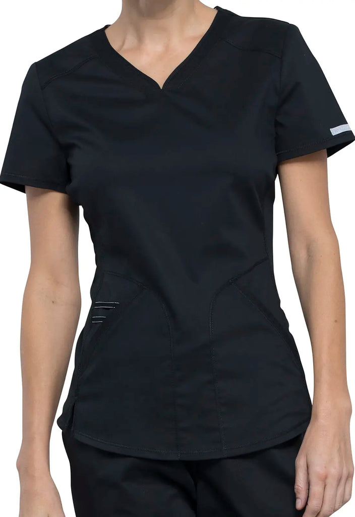 Cherokee Scrubs 2-Pocket V-Neck Top Black | scrub-supply.com