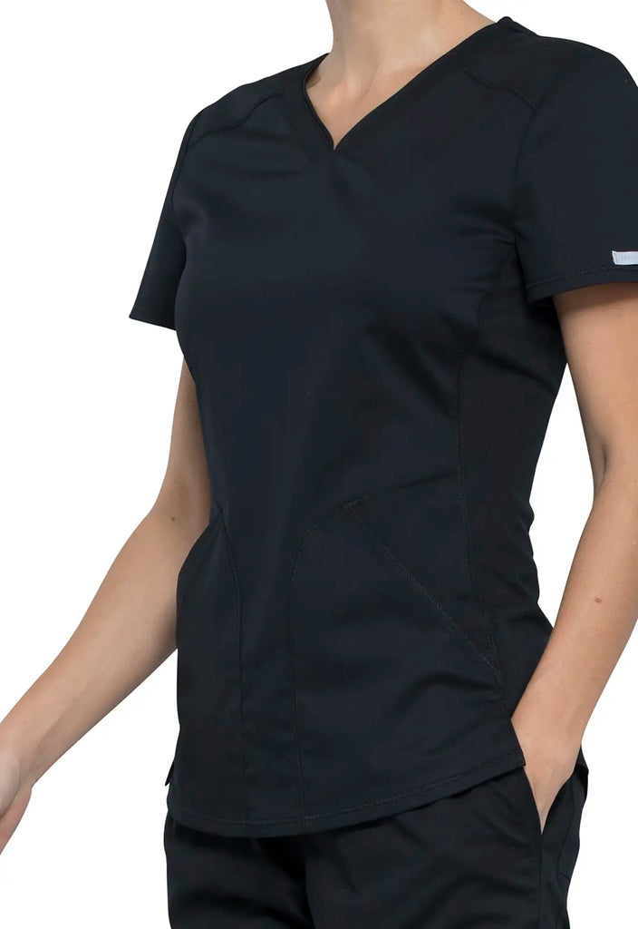 Cherokee Scrubs 2-Pocket V-Neck Top Black | scrub-supply.com