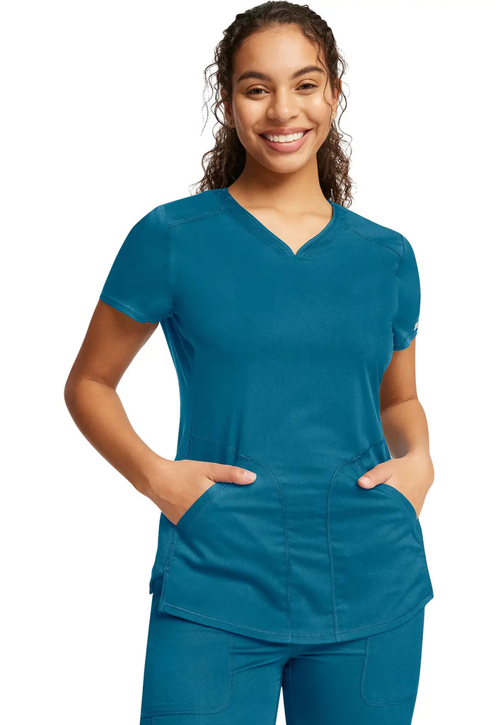 Cherokee Scrubs Women's V-Neck Top Caribbean Blue | scrub-supply.com