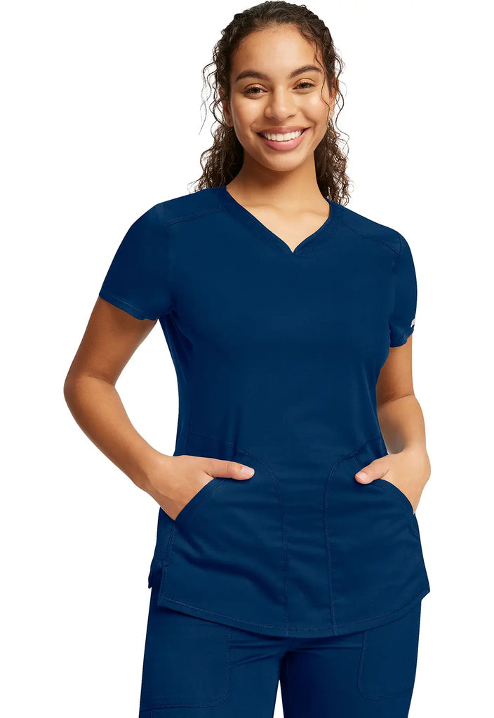 Cherokee Scrubs 2-Pocket V-Neck Top Navy | scrub-supply.com