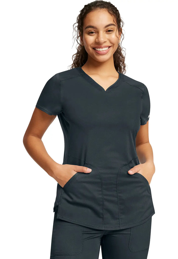 Cherokee Scrubs 2-Pocket V-Neck Top Pewter | scrub-supply.com