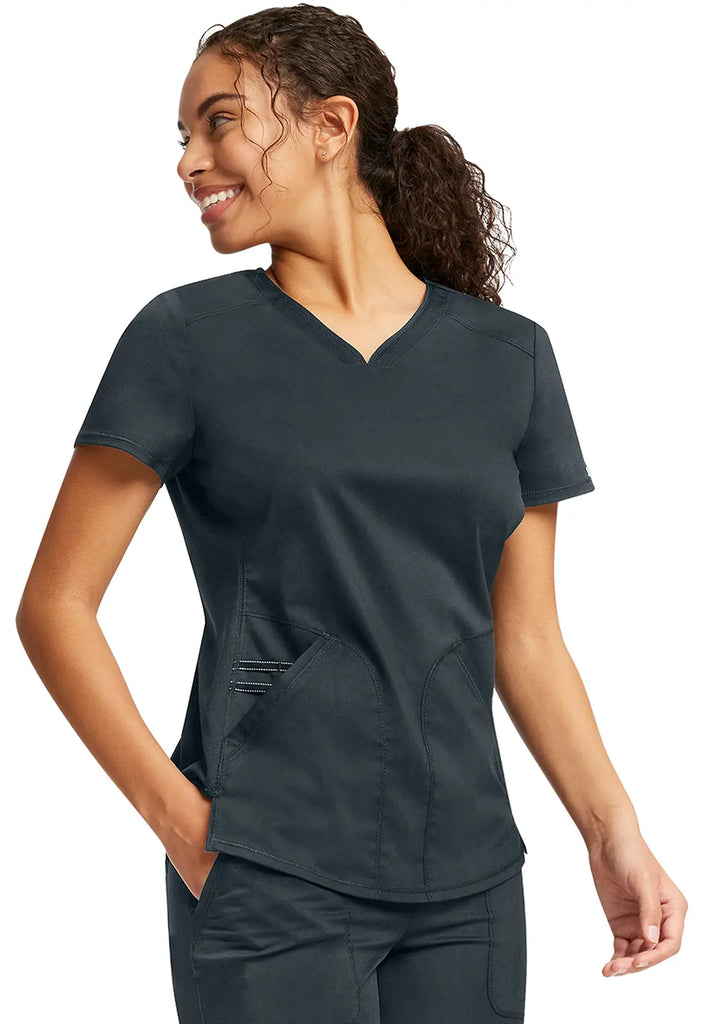 Cherokee Scrubs 2-Pocket V-Neck Top Pewter | scrub-supply.com