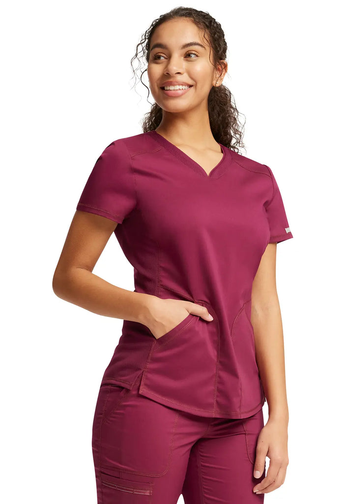 Cherokee Scrubs Women's V-Neck Top Wine | scrub-supply.com
