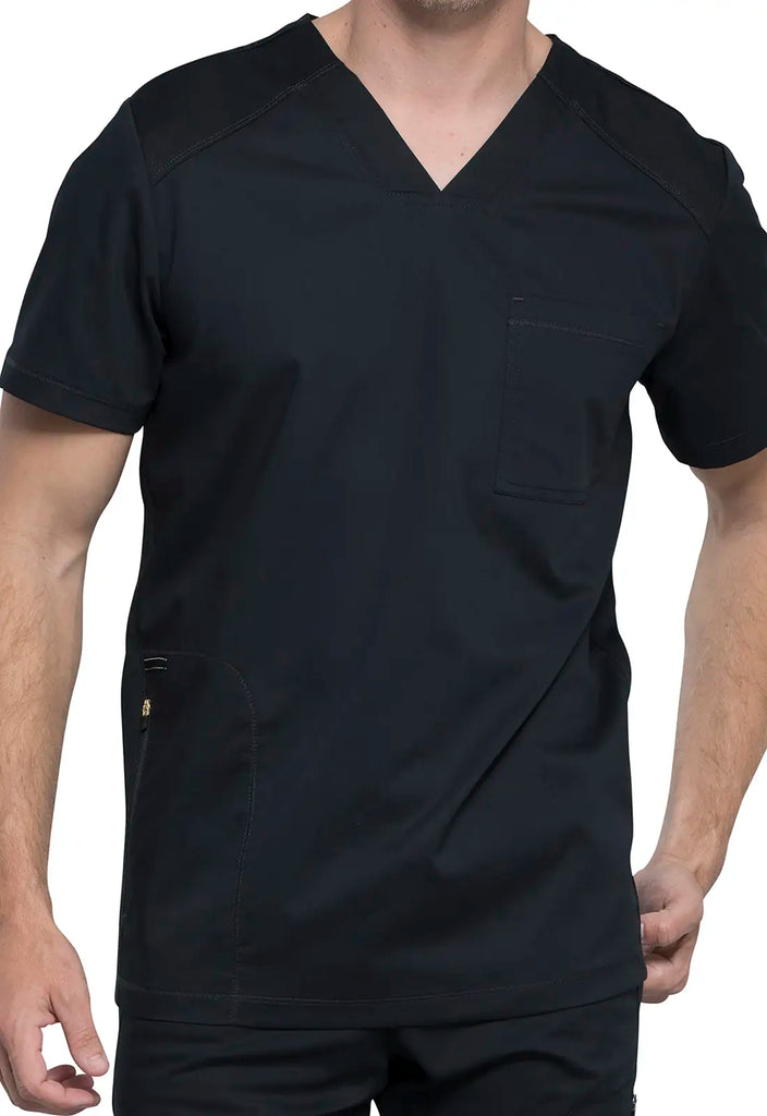 Cherokee Scrubs 2-Pocket Men's V-Neck Top Black | scrub-supply.com