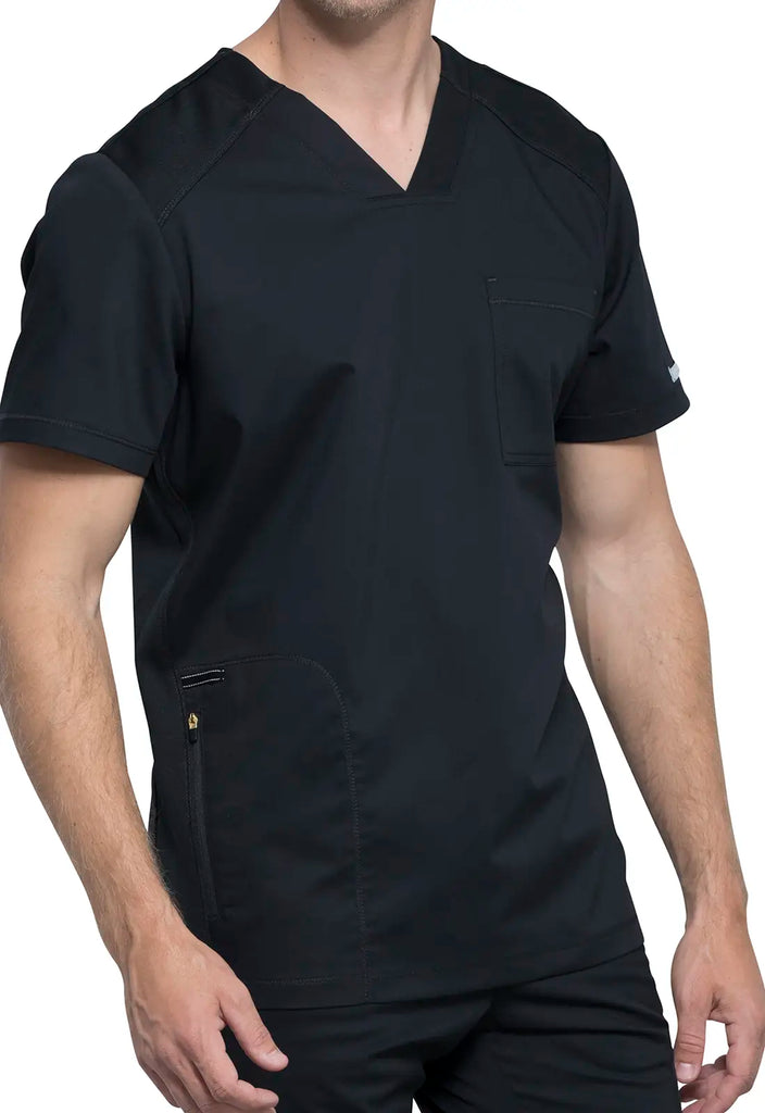 Cherokee Scrubs 2-Pocket Men's V-Neck Top Black | scrub-supply.com