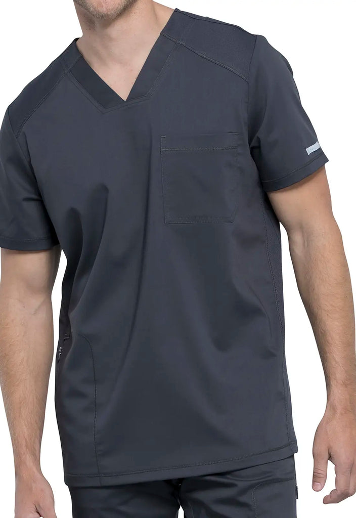 Cherokee Scrubs 2-Pocket Men's V-Neck Top Pewter | scrub-supply.com