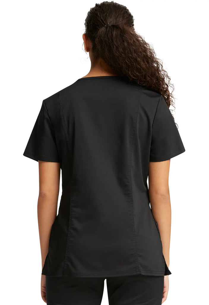 Cherokee Scrubs 3-Pocket Mock Wrap Top Black | scrub-supply.com