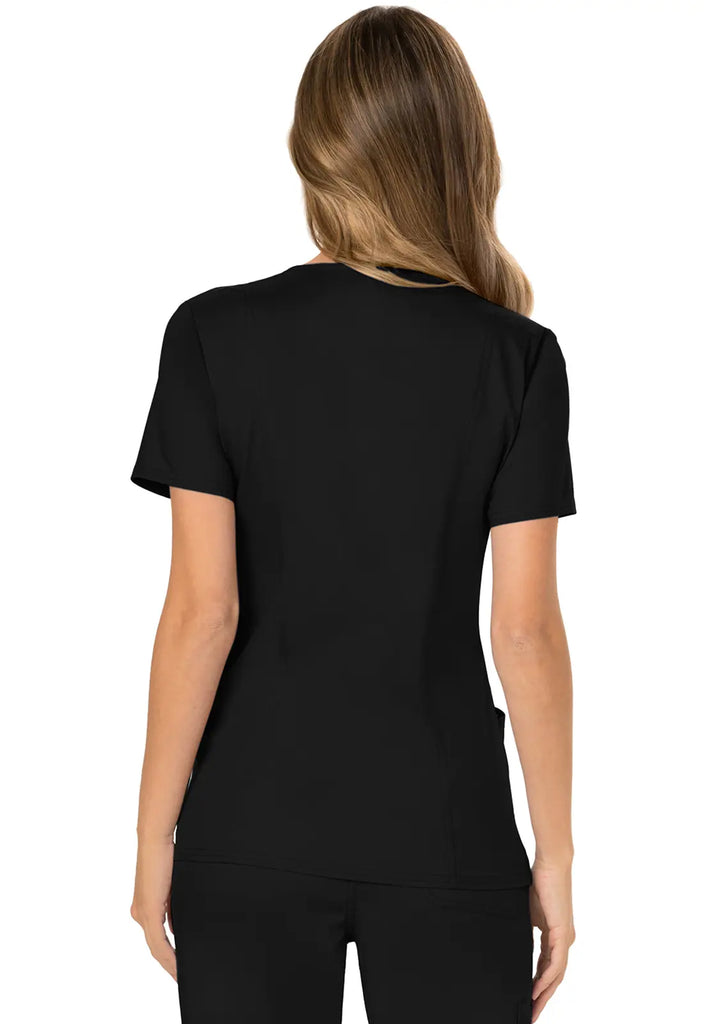 Cherokee Scrubs Women's 3-Pocket Mock Wrap Top Black | scrub-supply.com