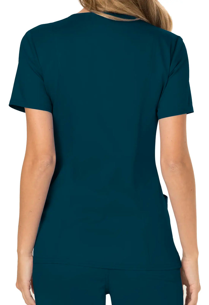 Cherokee Scrubs 3-Pocket Mock Wrap Top Caribbean Blue | scrub-supply.com