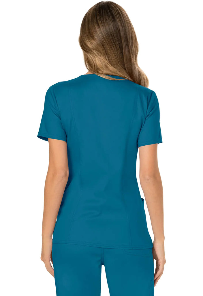 Cherokee Scrubs Women's 3-Pocket Mock Wrap Top Caribbean Blue | scrub-supply.com