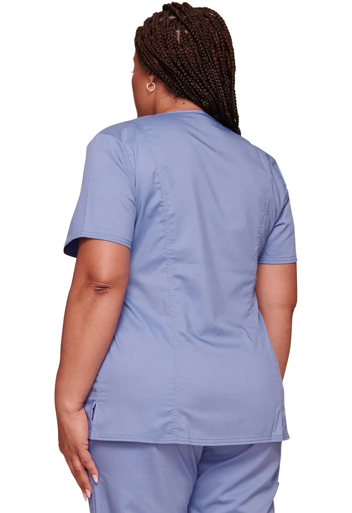 Cherokee Scrubs 3-Pocket Mock Wrap Top Ceil Blue | scrub-supply.com