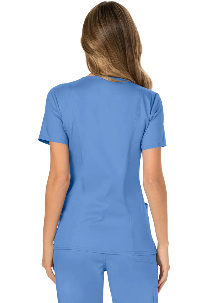 Cherokee Scrubs Women's 3-Pocket Mock Wrap Top Ceil Blue | scrub-supply.com